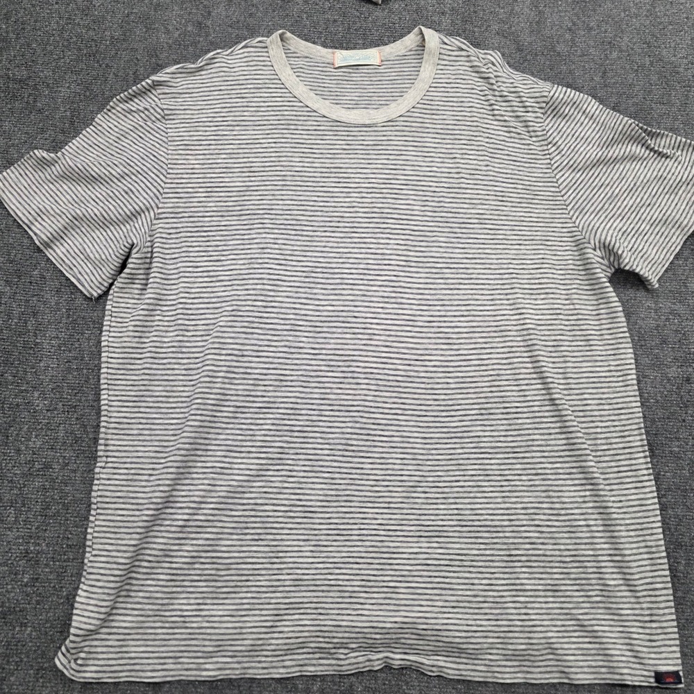 Faherty Brand Chambray Tees Mens XXL Grey Striped Short Sleeve T-Shirt